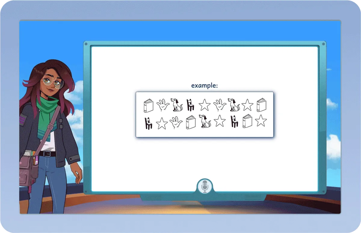 Amira presenting an assessment task to a student on screen