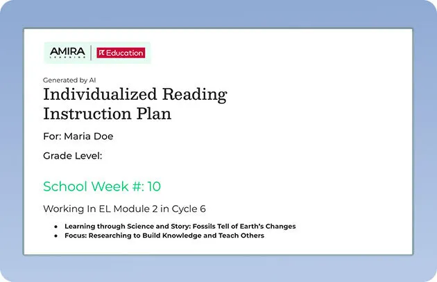 An individualized reading instruction plan built from reading evidence